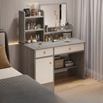 maquillage blanc moderne tabouret miroir led boites rangement texture bois