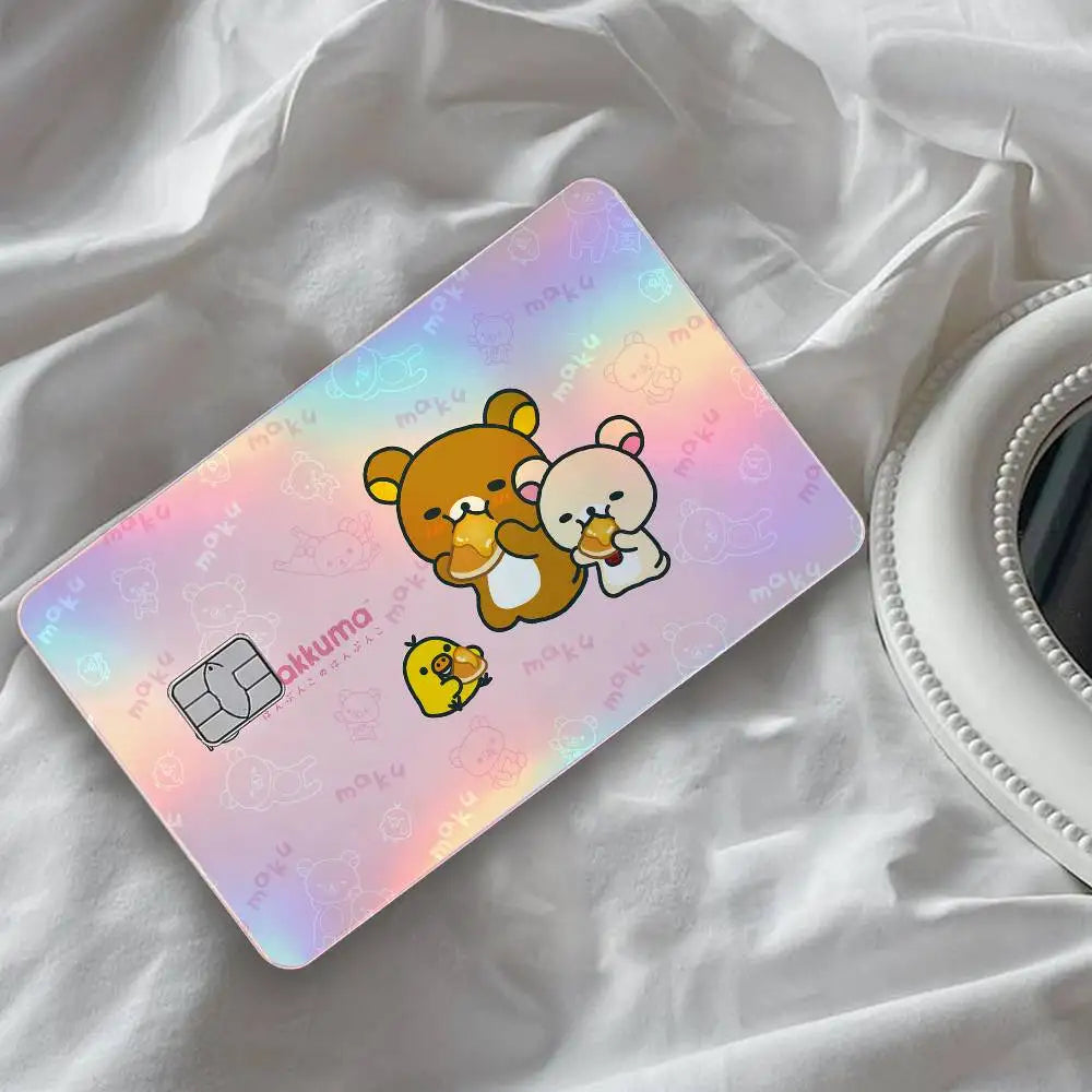 autocollants carte d'identité dessin animé rilakkuma chats motifs floraux multicolore résistants eau protection vinyl