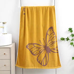 serviette bain coton jaune vert papillons fleurs moderne absorbante douce grandes dimensions