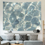 tapisserie polyester bleu clair gris texture eau moderne abstraite clips inclusion sac rangement chambre