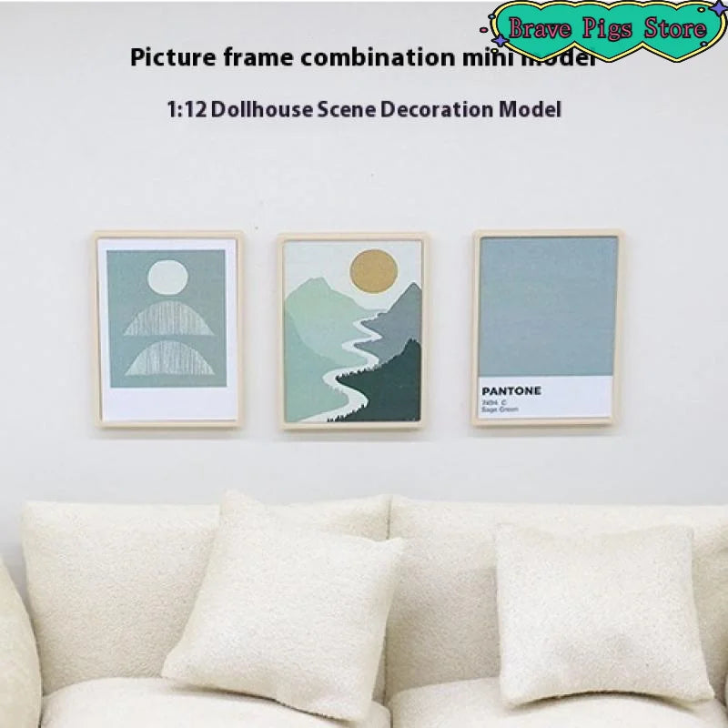 cadres photo miniatures vintage plantes bois clair paysages illustrations bleu gris minimalistes modernes
