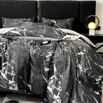 ensemble literie noir marbré moderne housses taies oreillers drap lit