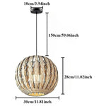 lampe suspendue tressée bambou marron clair moderne rustique salon chambre coucher 30cm 35cm