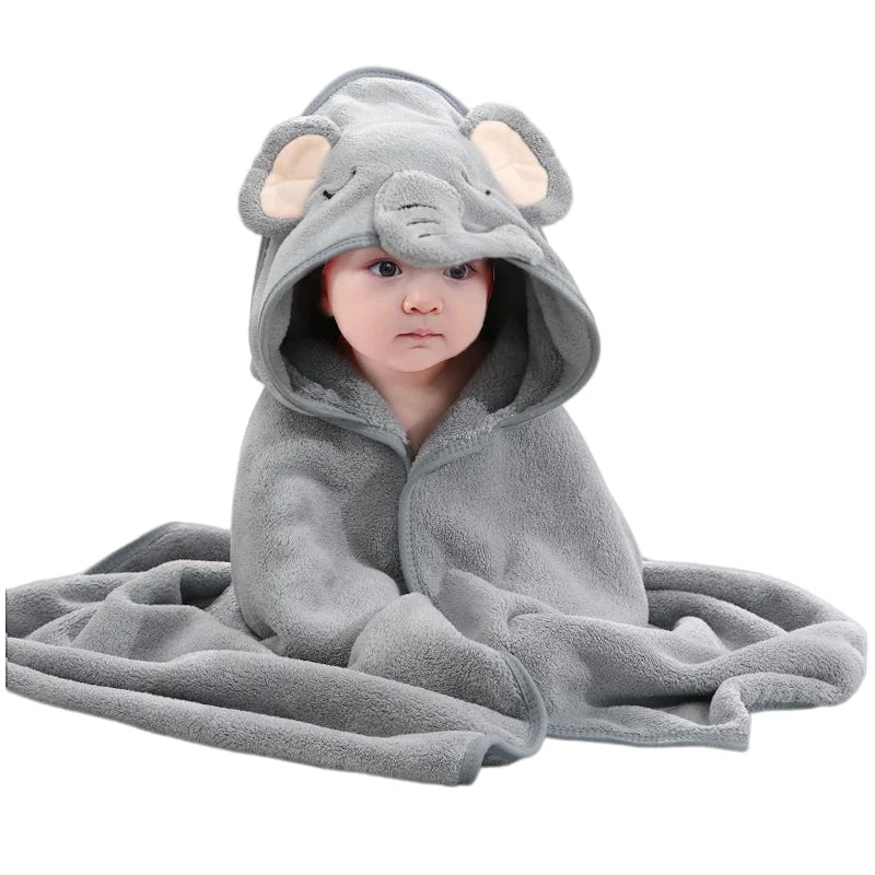 serviette bain bébé polyester capuche animaux brodés doux rose bleu grisComfortableBabyBathTowelPolyesterAnimalsEmbossedSoftColors