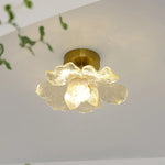 plafonnier moderne doré transparent fleur relief éclairage chambre salle manger artisanal led