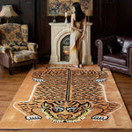tapis rectangulaire motif tigre orange noir jaune moelleux salon décoration moderne chambre
