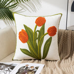 taies d'oreiller fleurées moderne decoration maison 45x45cm polyester coton lin blanc