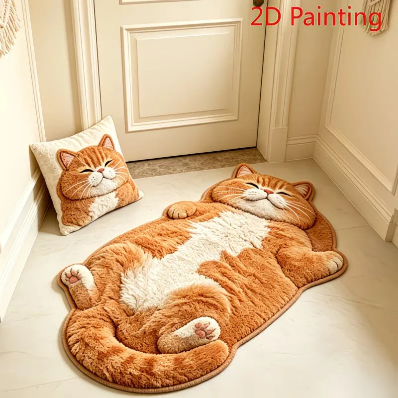 tapis doux peluche chat cartoon gris blanc noir 40x60cm 50x80cm