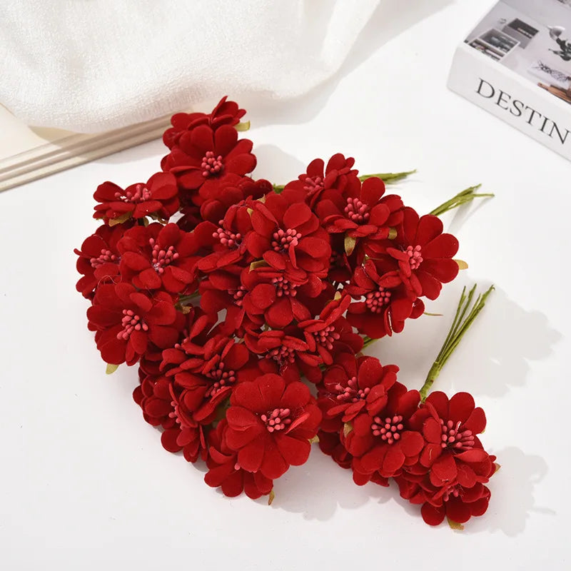 bouquet fleurs artificielles violet rose anniversaire mariage décoration intérieure scrapbooking boîte cadeau minimaliste