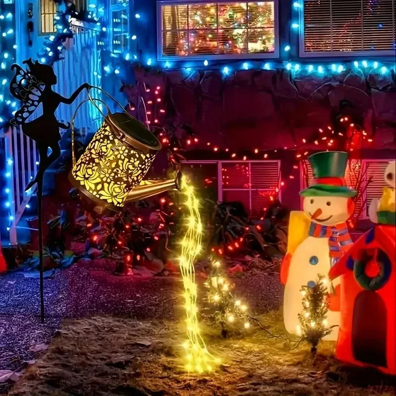 canne arroser décorative solaire led fée ornement floral artisanalextérieur doré noir