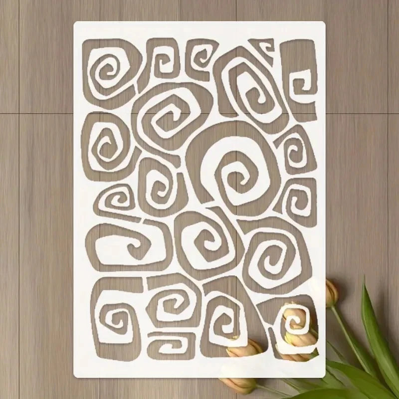stencil géométrique moderne spirales pochoirs peinture murale coloriage scrapbooking décoration artistique tableaux muraux