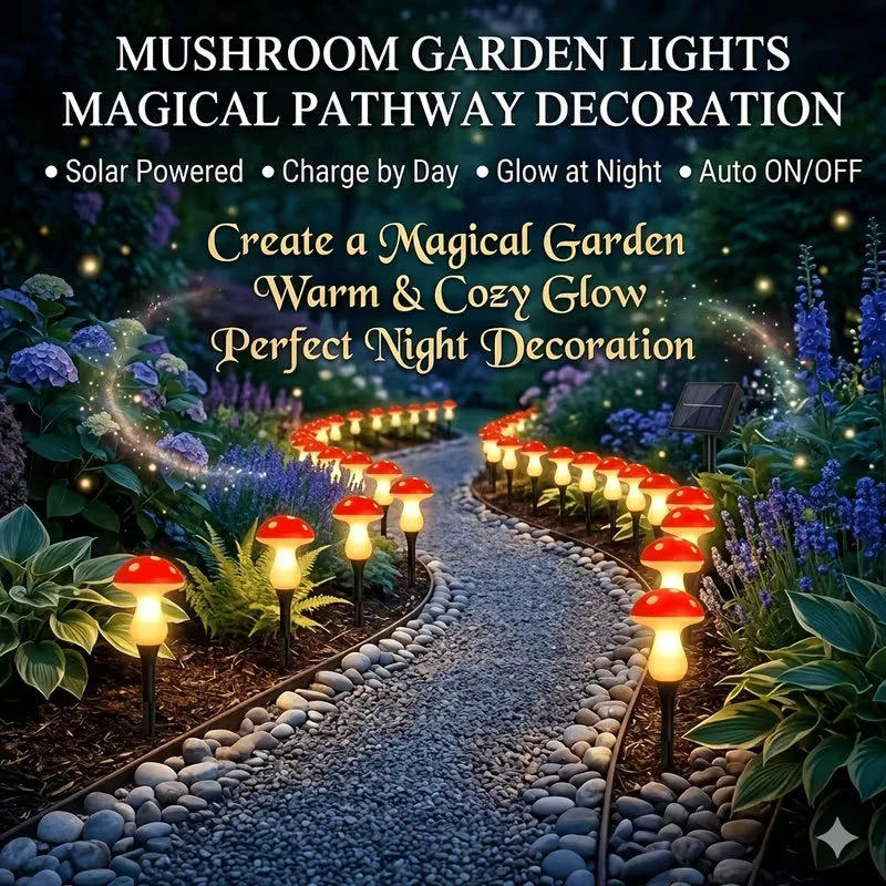 lampe solaire champignon rouge blanche lumineuse moderne extérieure jardin décoration points blancs chapeau