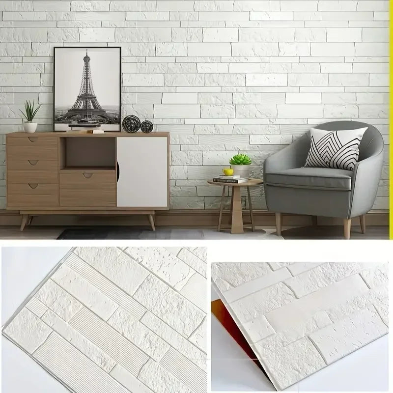 panneau decoratif mural brique blanc adhesif resistant eau moderne decoration intérieure