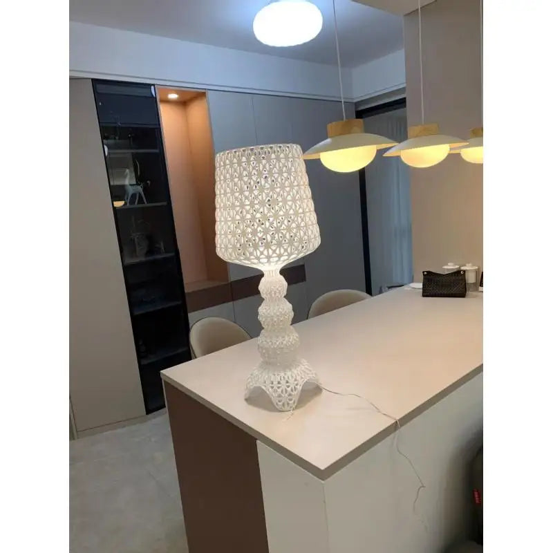 lampe table moderne acrylique motif géométrique blanc éclairage ambiance chambre salon led 11w 15w