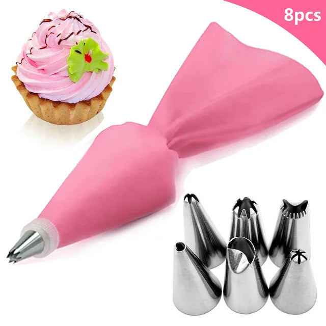 poche pâte silicone réutilisable 24 buses aiguilles métalliques outil pâtisserie