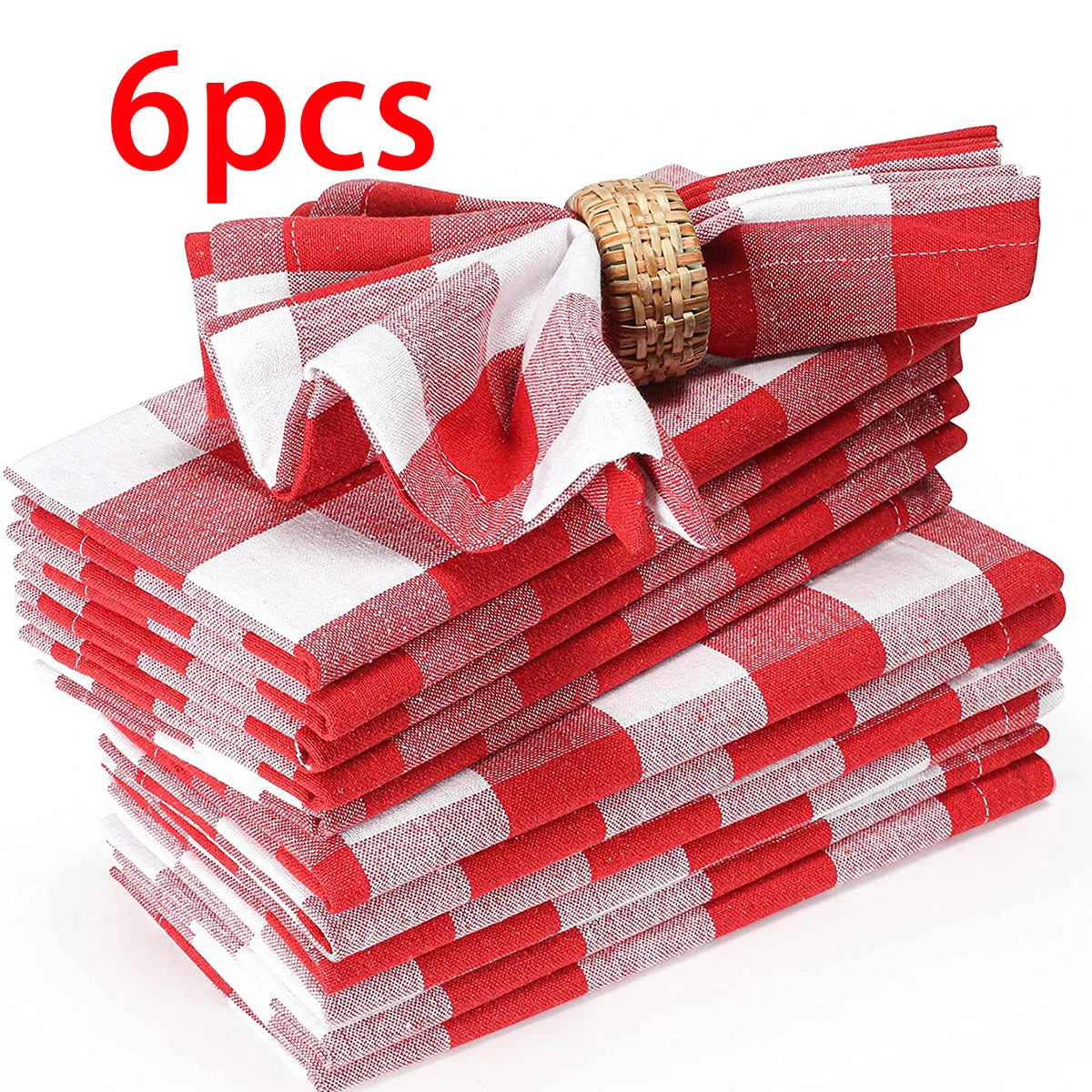serviettes carreaux rose blanc rouge orange jaune beige clips métalliques table restaurant pack six