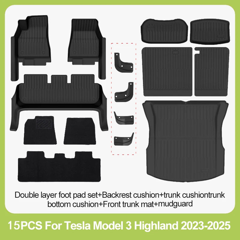 tapis sol voiture tesla model noir rayures horizontales moderne clips protection pieds