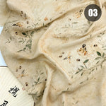 tissu imprimé chinois personnages traditionnels bambous fleurs beige vert bleu rose