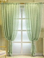 rideau vert pastel broderie florale semi transparent classique clips fenêtre 140cm 145cm 200cm 260cm