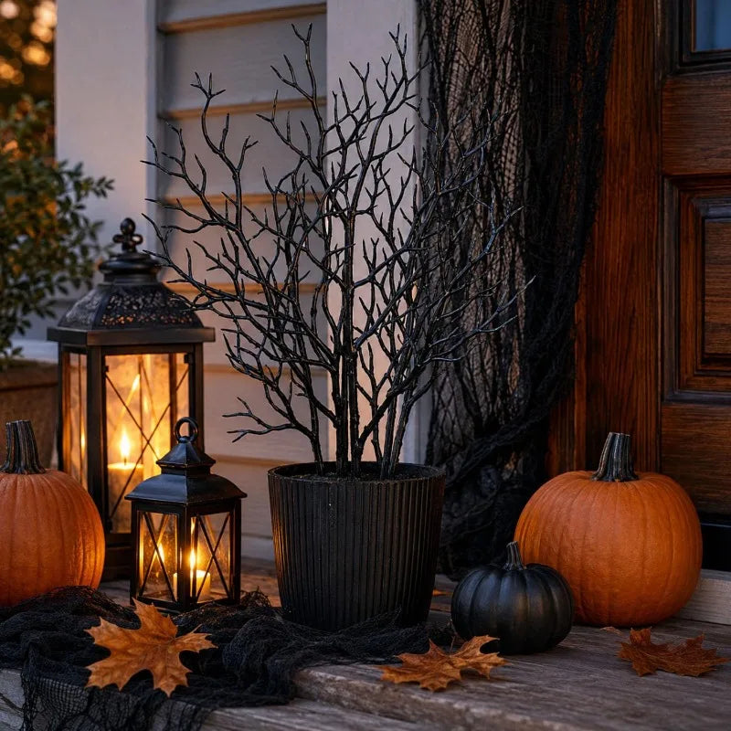 branches artificielles noires décoration halloween intérieur branche naturelle opacité adhésif vase table