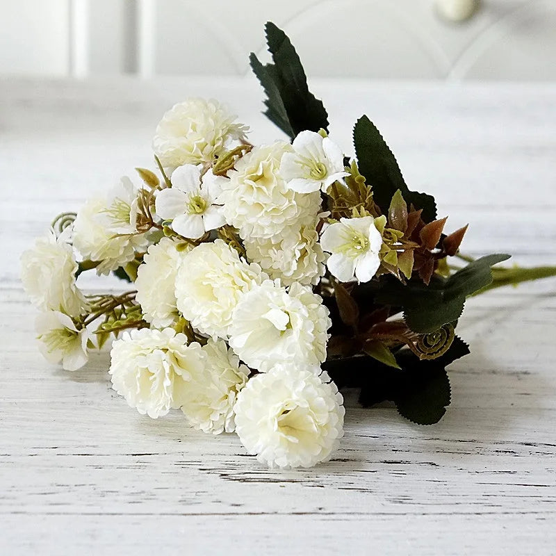bouquet fleurs artificielles soie mariage décoration maison extérieur blanc rose vert classique
