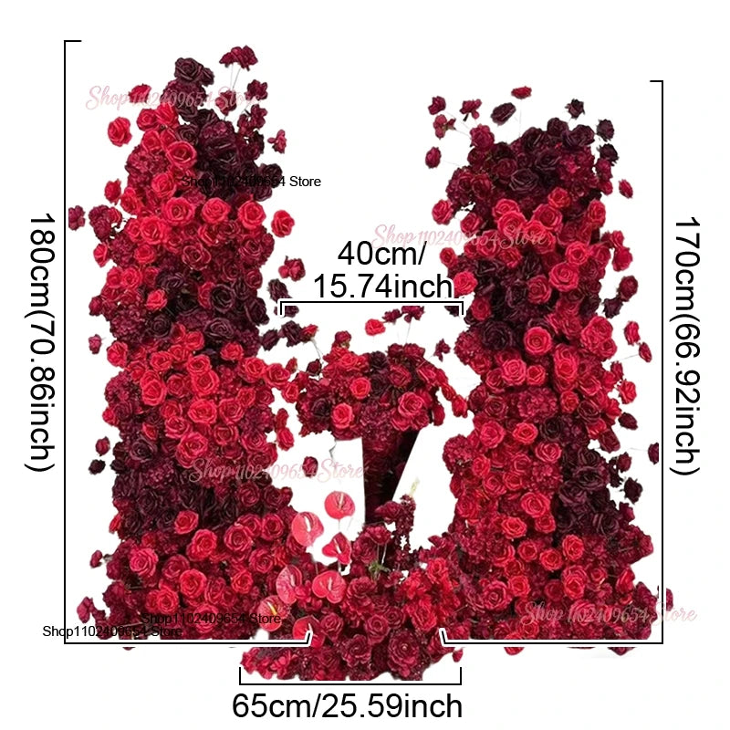 arche decorative fleurs artificielles rouge bordeaux decoration maison event anniversaire mariageintérieur classic