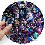 stickers moderne futuriste abstraits géométriques holographiques adhésifs variés textes cure obsessed cœur sensible