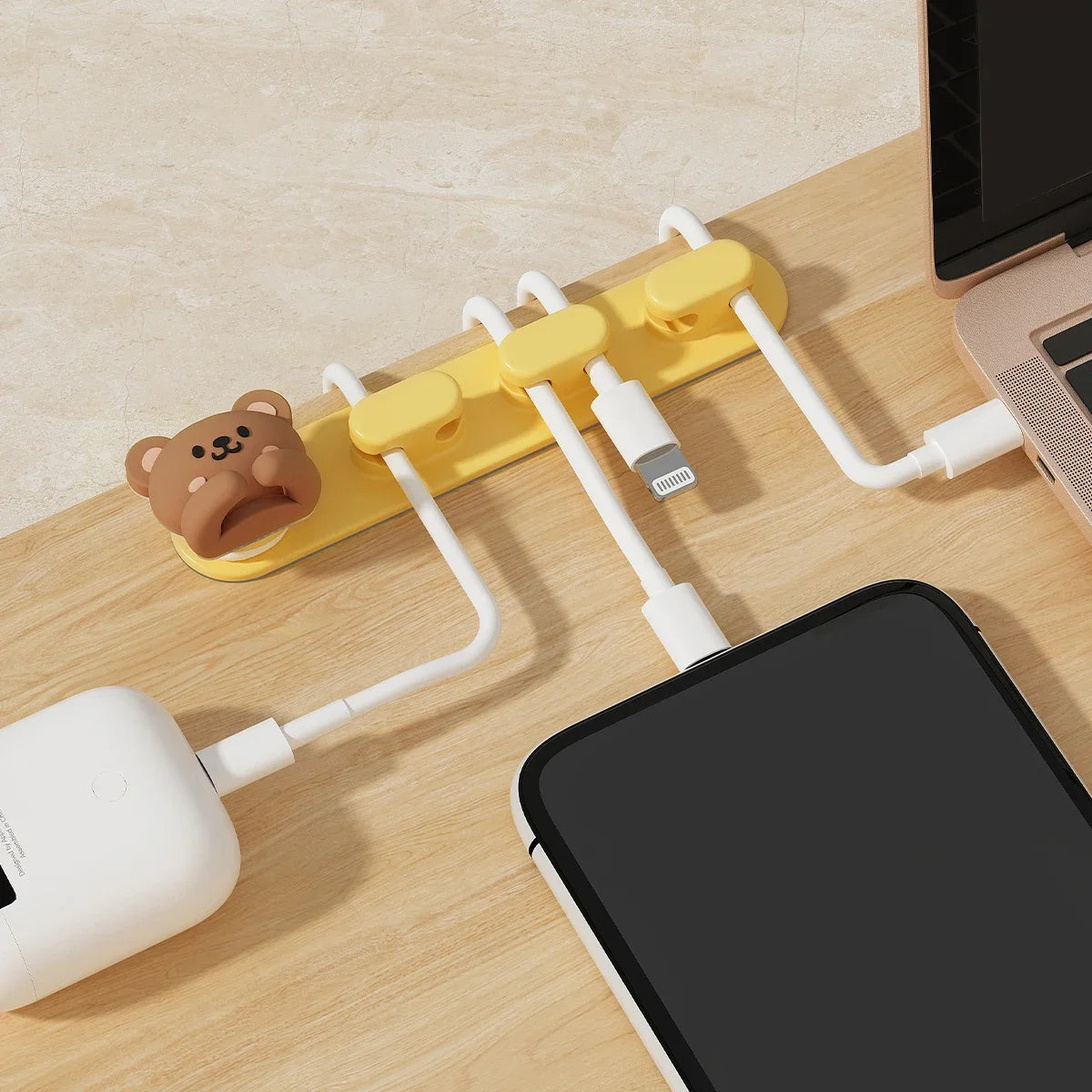 organiseur câbles animaux kawaii adhésif smartphones câbles usb décoration mignon clips winder