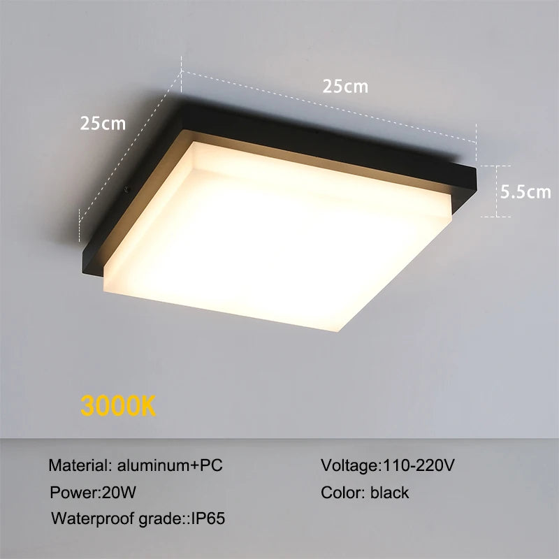 plafonnier led moderne noir blanc minimaliste intérieur extérieur ip65 249 2000lm 110 240v