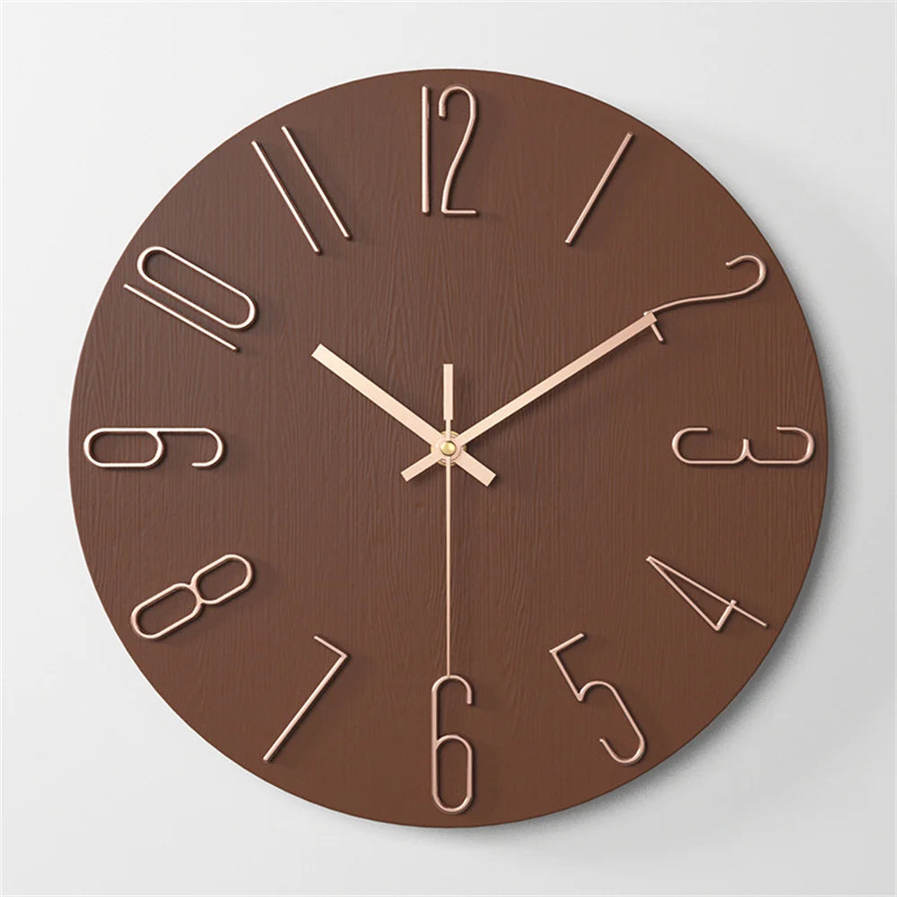 horloge murale moderne bois beige aiguille quartz circulaire opaque étude salon chambre