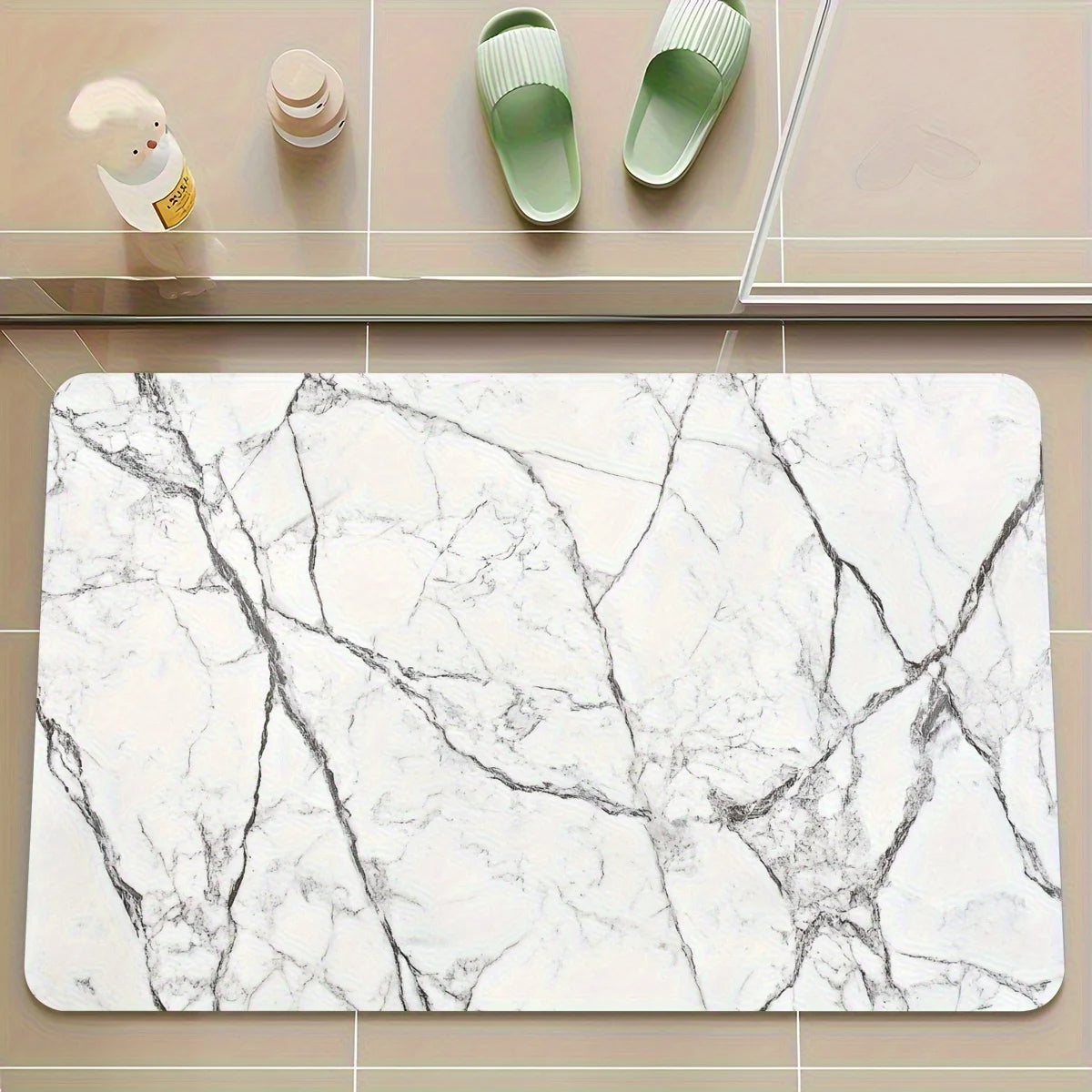 tapis moderne marbre blanc gris antidérapant imperméable salon bain rapide sècheporte