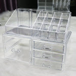 organisateur bijoux boîte transparente moderne poignées plastique grande taille cosmétiques maquillage soins peau