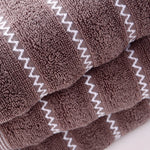 serviettes bain coton rayées gris marron classiques grandes tailles absorbantes maison