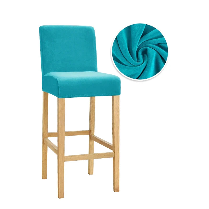 couvre tabouret moderne tabourets bar lavables tissu plush uni couleur bleu jaune vert orange