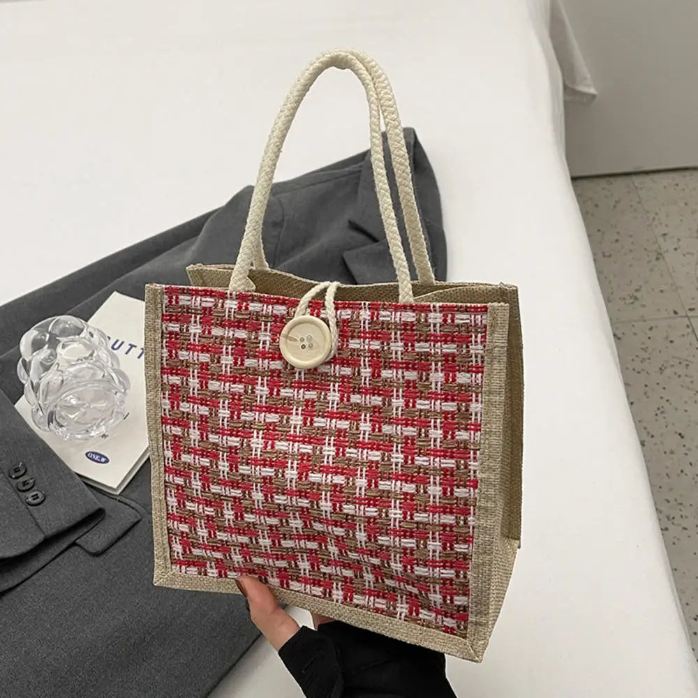 sac main boho chic papillons couleurs vives poignées corde bouton bois portable