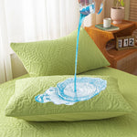 taies d'oreiller broderie feuilles fleurs vert clair imperméable polyester classique 74cm simple respectueux environnement