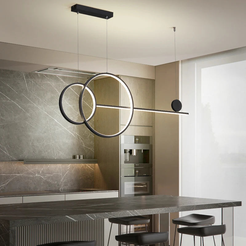 suspension lumineuse led contemporaine noir blanc doré géométrique minimaliste