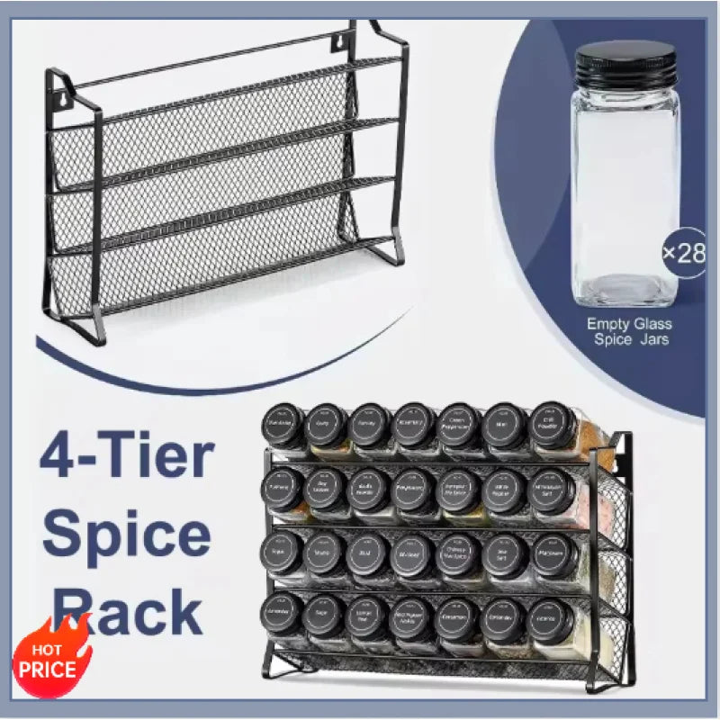 étagère épices acier inoxydable noir maille métallique moderne imperméable fixée mur taille réglable cuisine