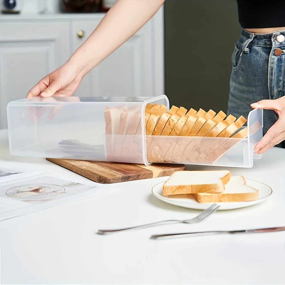 boîte pain transparent moderne poignées couvercle stockage sandwich aliments réutilisable durable élégante facile nettoyer