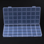 boîte rangement transparente compartiments grille bijoux organisation pratique vis bleu blanc