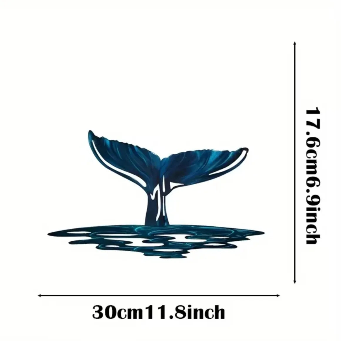 sculpture murale moderne queue baleine bleu noir effet ondulé métal décoration intérieure unique abstraite