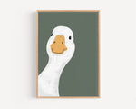 décoration murale aquarelle canards quack illustration minimaliste vert olive chambre salon erotique