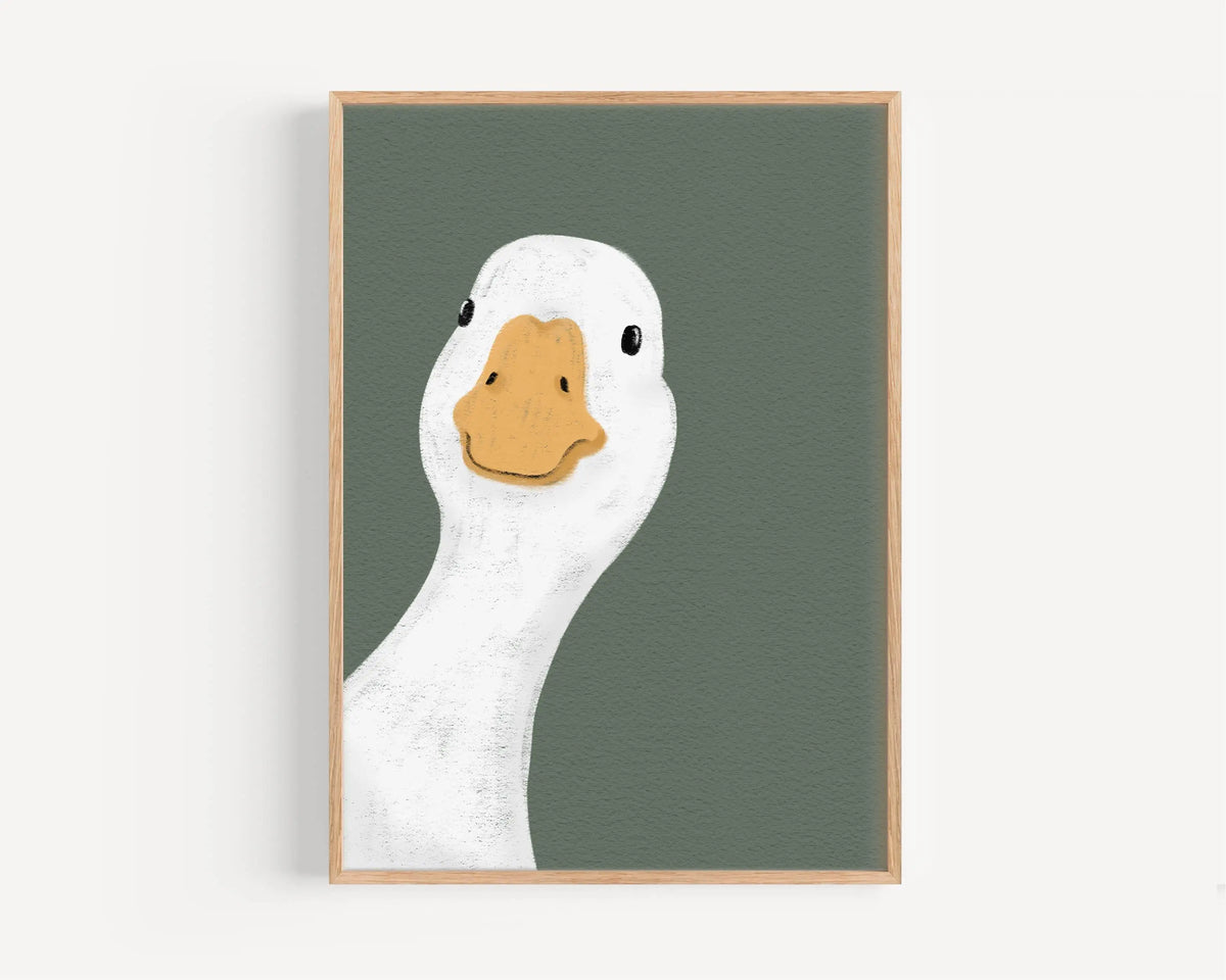décoration murale aquarelle canards quack illustration minimaliste vert olive chambre salon erotique