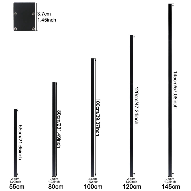 applique murale led moderne noire ip65 résistante eclairage extérieur contemporain 85265v 55cm 100cm