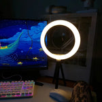 lampe anneau led blanc moderne trépied tête sphérique support téléphone