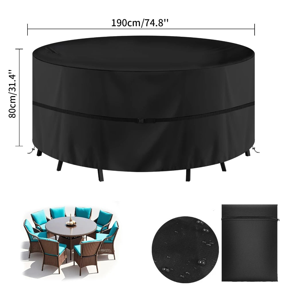 housse meubles extérieurs polyester imperméable noire moderne élastiques ajustables rectangle lshape rond