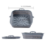 plateau silicone air fryer poignées côtés frites nervures surface intérieure utilitaire gris foncé