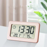 horloge murale réveil numérique thermomètre hygromètre led moderne carré noir blanc rose vert