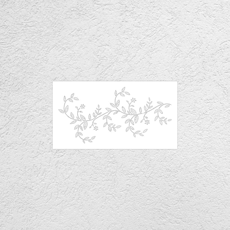 autocollant mural moderne floral feuilles fleurs vert clair gris clair taille 60cm 50cm 40cm