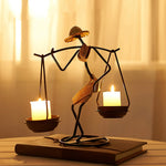 supports bougie métal artisanal figurines humaines couleurs vives mariage décoration intérieure moderne classique
